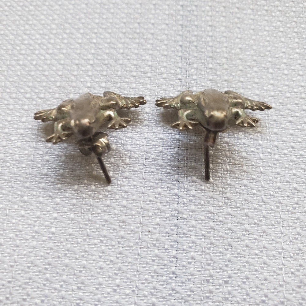 925 silver frog earrings - Picture 3 of 4